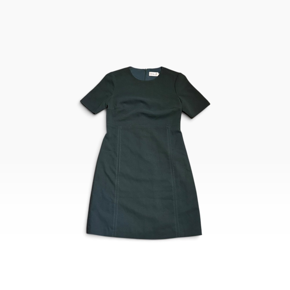 Eliza J Women Green Short Sleeve Empire Waist Shift Dress Size 2 Vintage Style